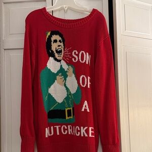 ELF Red Crewneck Sweater with Festive Design